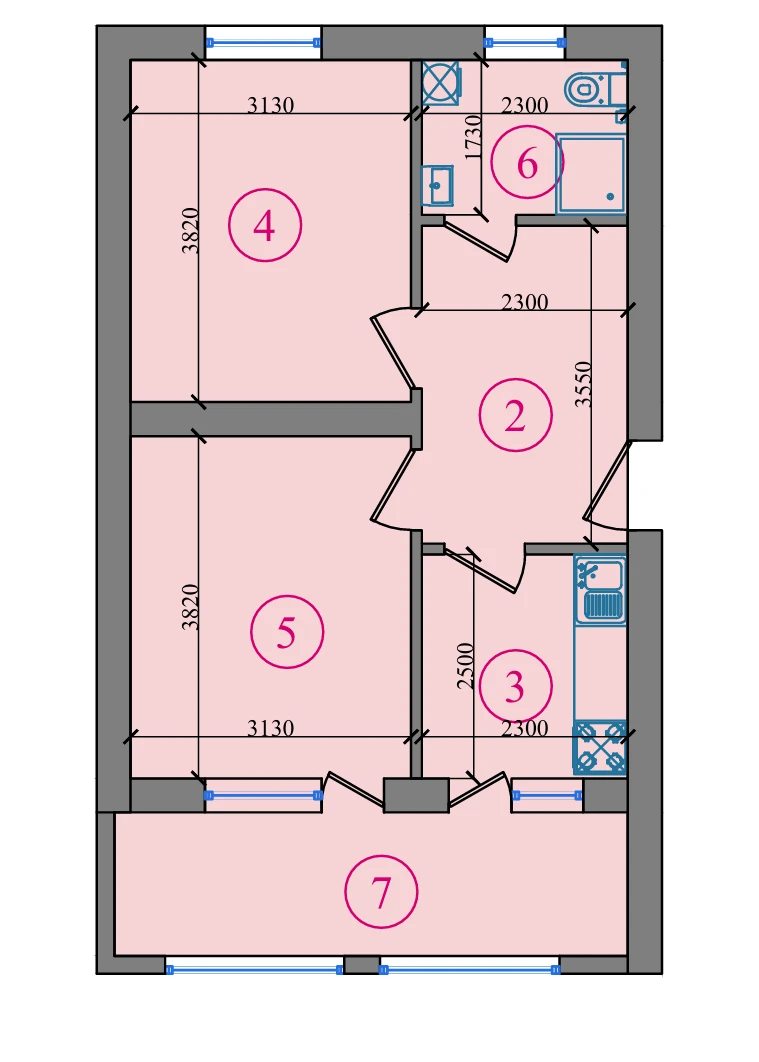 2-комнатная квартира 51м² 4/5 этаж - rasm 1