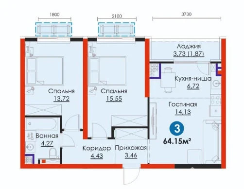 Продажа: 3-комнатная квартира в ЖК «NRG Zamon» у метро «Янгиабад» (Ипотека) - rasm 1